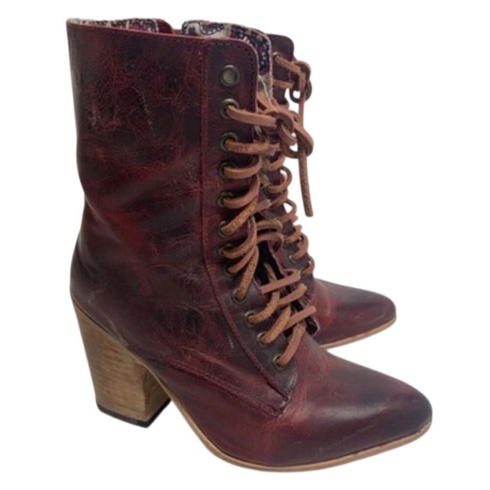 Freebird By Steven Cottagecore Red Wine Rebel 100% Leather Boots Women’s 9US